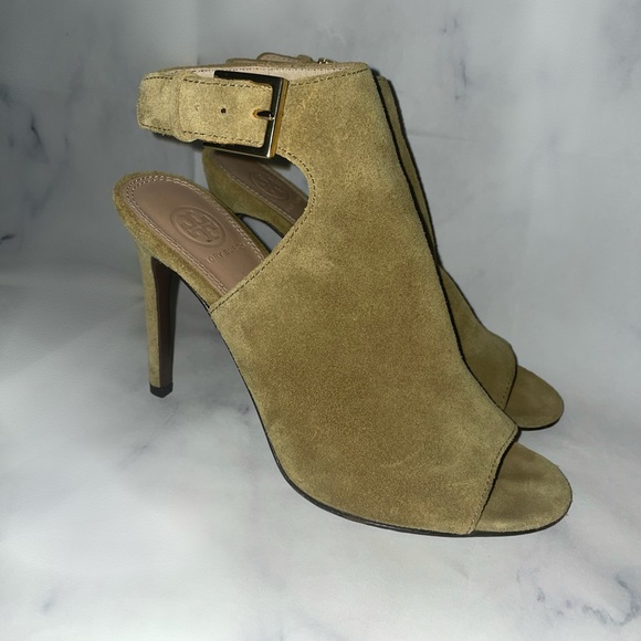 Tory Burch Shoes - Tory Burch Olive Suede Heels
